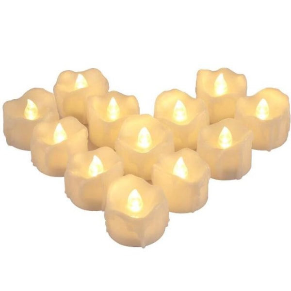 Led-ajastimen kynttilät, 12 kpl Led-teevaloja liekettömät kynttilät välkkyvät aitoa vahaa sähkökynttilöitä Cr2032:lla