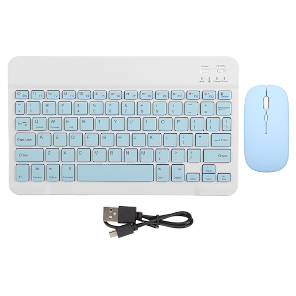10-tums Bluetooth-tangentbordsset USB-laddning Ultratunt Tyst trådlöst tangentbord med DPI-mus för mobiltelefon bärbar dator Sky Blue