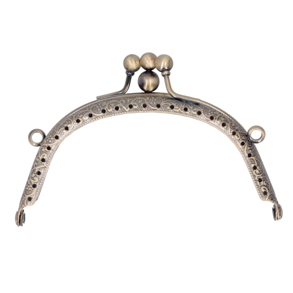 Metall Lommebokramme Halvsirkelformet Preget Retro Dobbel Ring Antikk Messing Håndtak 10.5cm