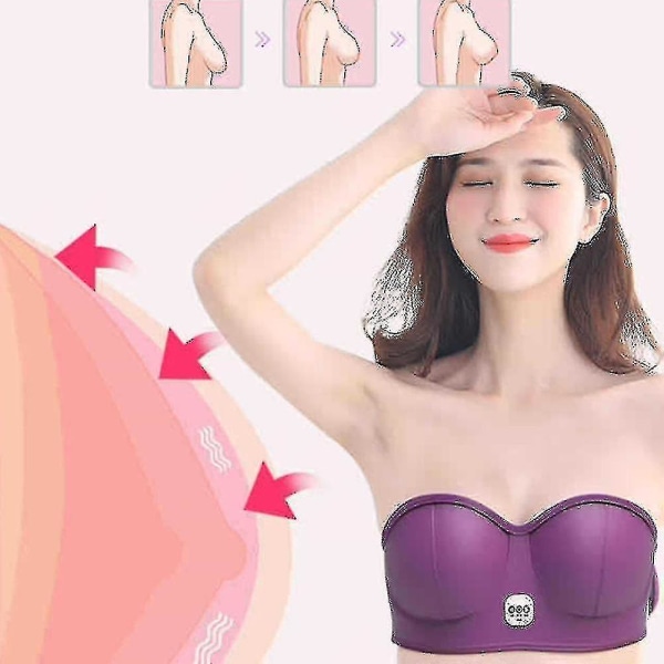 Elektrisk brystforstørrelse Massager Brystforstærker Booster Varmebryststimulator Purple Plug in