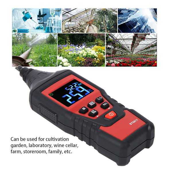 ST6817 Håndholdt LCD Digital Hygro Termometer Temperatur Fugtighedsmåler Måler