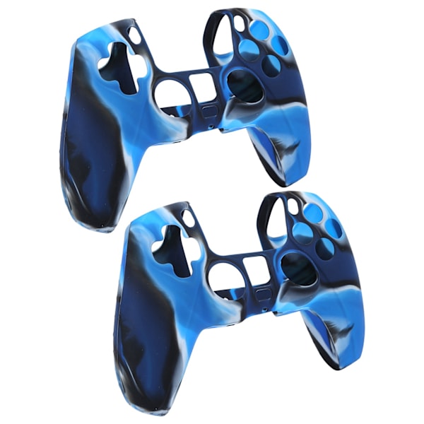 2 stk Gamepad Beskyttelsesetui Kamuflasje Silikonetui Skin for PS5 Game Controller Camo Blå