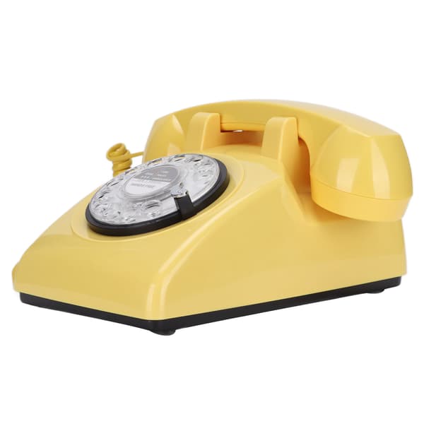 Retro roterende fastnettelefon 60'er gammeldags klassisk roterende skive kablet fastnettelefon Gul