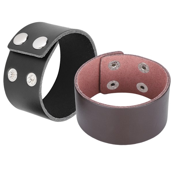 2 stk. Punk Armbånd Retro Håndlaget Førsteklasses Lær Justerbare Armbånd Svart + Brun