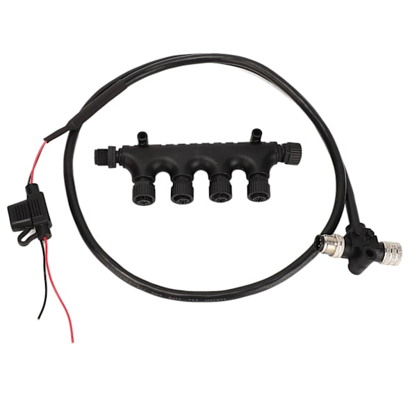 NMEA2000-kaapeli 4-porttisella T-liittimellä 3A sulake 5-nastainen M12-kierre 1m pitkä IP67 vedenkestävä Lowrance-verkolle