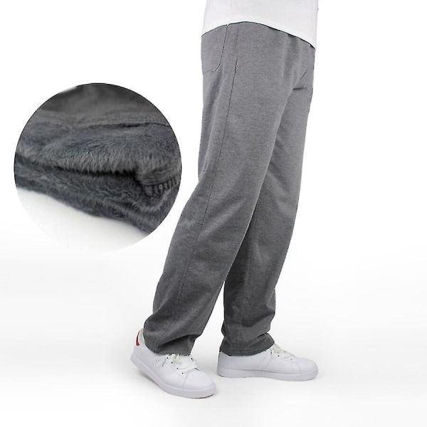 Plus Size 5xl 6xl 7xl Vinter joggebukser for menn Bomull Uformell Elastisk midje Løs varm fleece tykke bukser Dark gray XL