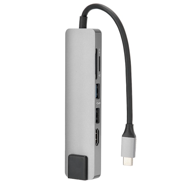 6-in-1 Laajennettu Ulkoinen HUB USB 3.0 HDMI RJ45 Näyttö Mutiport Adapter TypeC Harmaa