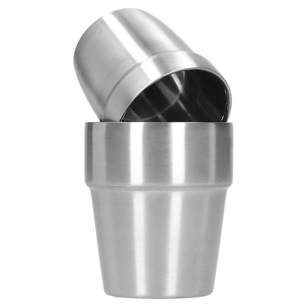 2 stk rustfrit stål dobbelvæggede kopper restaurant øl krus vand kaffekop (180 ml 300 ml)