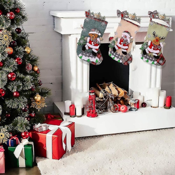 4 delar strumpset, jultomtestrumpor, julsocka presentpåse