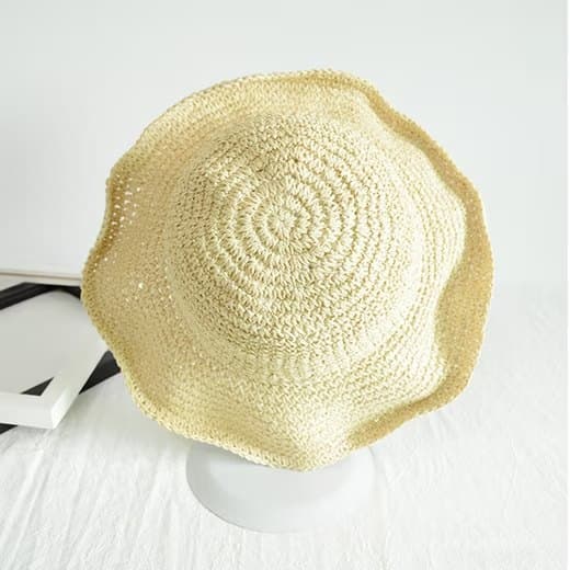 Sammenfoldelig stråhat til kvinder, Sammenfoldelig stråhat med bred skygge - Sommer og strand, Damesolhat til sommeren 57-59 cm[NX] beige