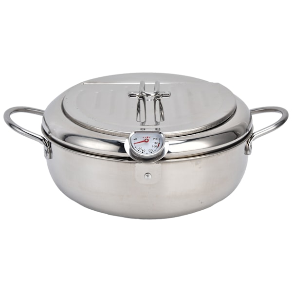 304 Stekepanne i rustfritt stål Temperaturkontrollert minifryer med termometer for kjøkken Rustfritt stål Farge 304 rustfritt stål 24cm / 9.4in