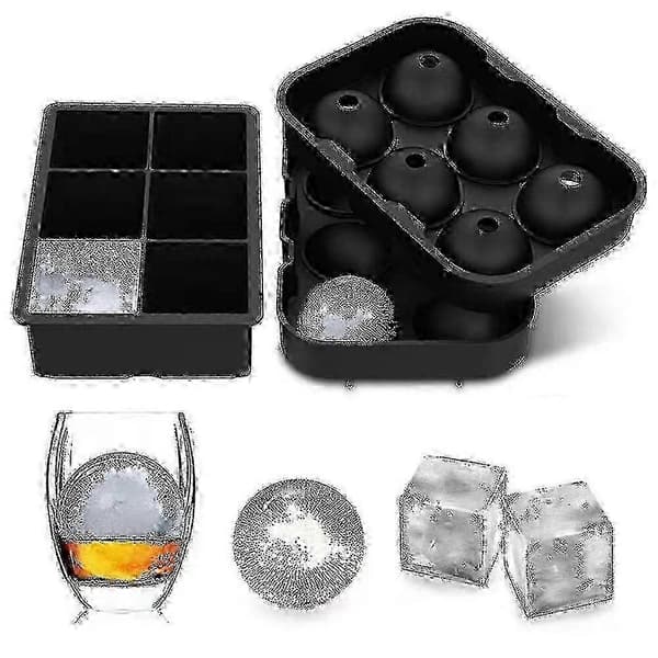 Firkantede isterningebakker i silikone, 2-pak, kompatible med bourbonwhisky