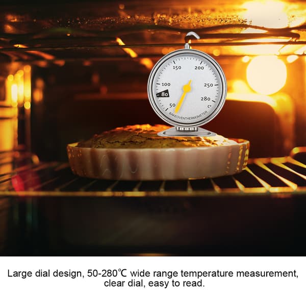 Ovntermometer i rustfrit stål med stor urskive og krog, køkkenredskab 50-280℃