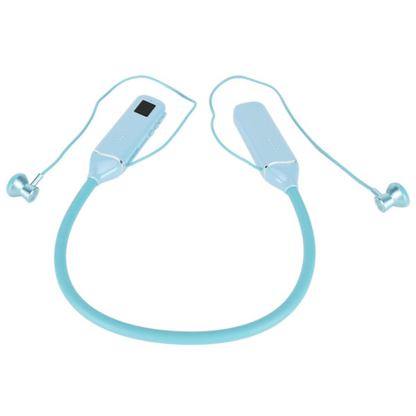 Bluetooth Halsbåndshørebøffer LED Strømvisning Hukommelseskort Afspilning Magnetiske Ørepropper Headset med RGB Baggrundsbelysning Blå
