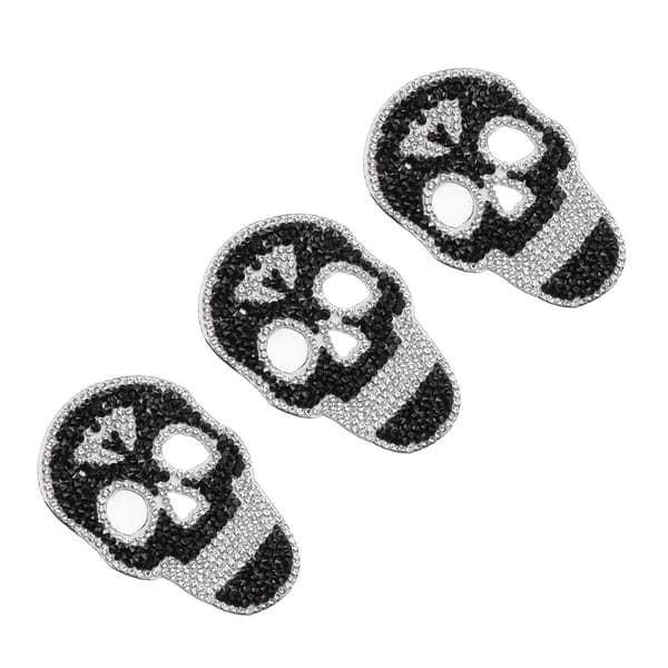 3 stk. strygelapper sort kranium DIY gør skinnende dekorative rhinstensmateriale sy seje lapper kompatible med kjoler hatte