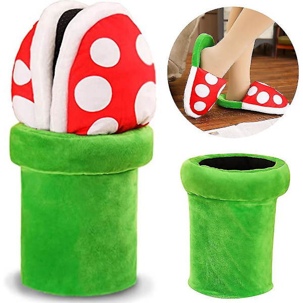 Super Mario Piranha Plants Plush Slippers - Creative Gift for Gamers