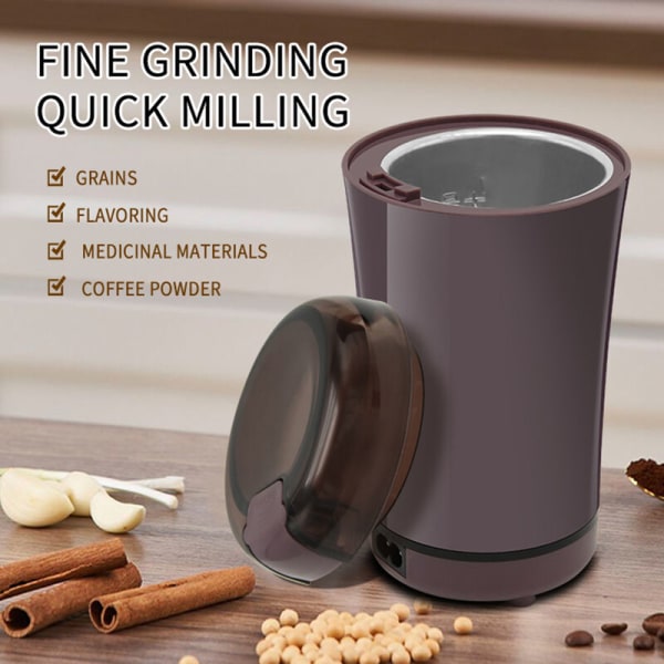 Multifunktionell bärbar, liten elektrisk kaffekvarn i rostfritt stål för malning av majs/svamp/torrpeppar, modell: brun EU-kontakt