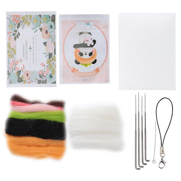 Neulahuovutussetti Villisäiliö Käsintehty tarvikepaket Poke Needle -piirustuksilla (118# Rettikka)