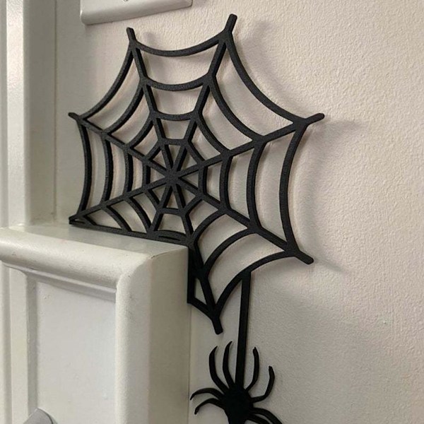 Halloween-ovikoriste puusta, noita ja hämähäkki, Halloween-koristeet, noita-kyltti, syyskoriste