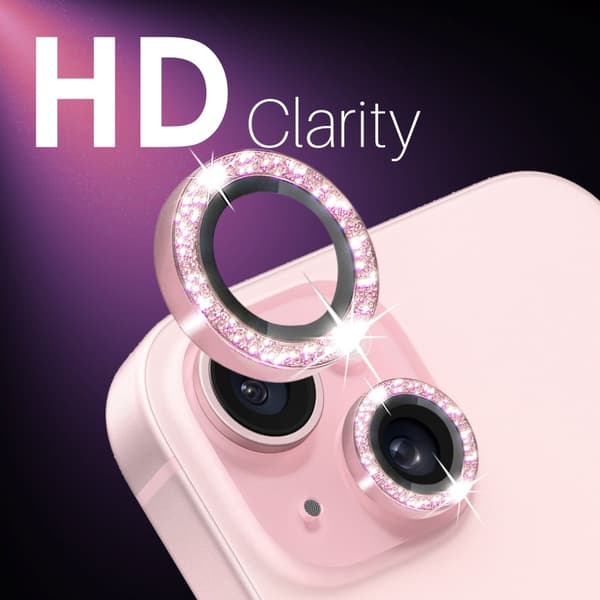 【NX】NORTHJO Kompatibel med iPhone 15/15 Plus/14/14 Plus Linsskydd 3-PACK Glitter Rosa 16