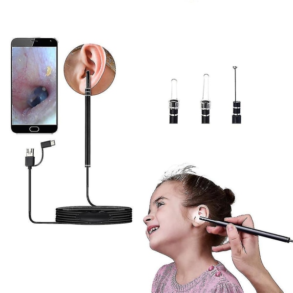 Otoscope Medical In Ear Cleaner Korva Endoskooppi Kameravalitsin Korvanpuhdistusvaha Android PC Type C