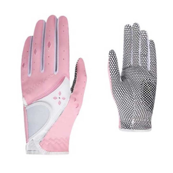 Pu Leather Woman Golf Gloves Pustende Justerbare Nonslip Hansker For Men Woman Sports Accessories Pink Size 21
