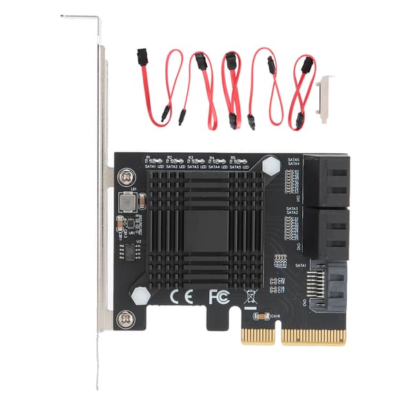 Utvidelseskort PCIE til 5 porter SATA3.0 Modulomformerbrett JMB585-brikke for datamaskin