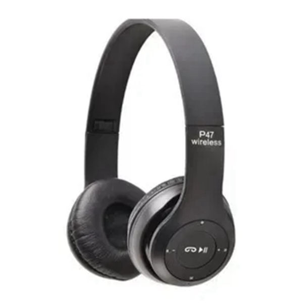 P47 Bluetooth Headset Multifunktion Dyb Bas Støjreduktion Foldbare Trådløse Sportshovedtelefoner til Hjemmekontor Rejser Sort