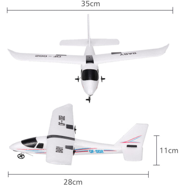 RC Airplane 2.4GHz 2CH Småfly DIY Flying Leker for barn Gutter, modell: Hvit
