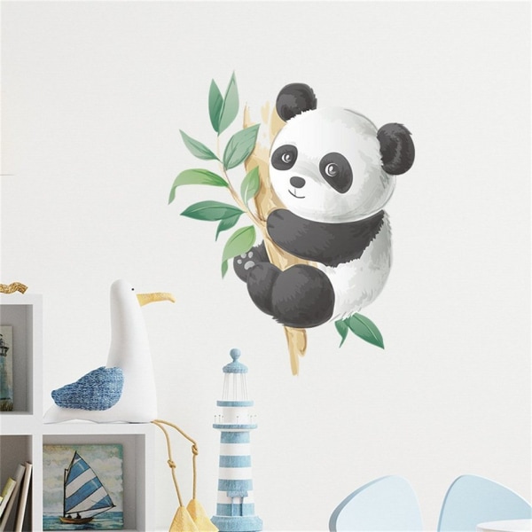 Tecknad filmmålad panda bambu väggdekal 48*39cm