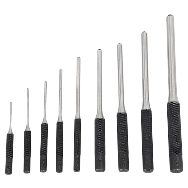 9 st Roll Pin Punch Set Härdat stål Ta bort Pin Punch Tool med röd förvaringspåse för klocka Reparation Smycken Craft