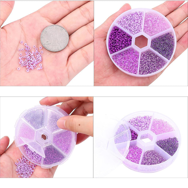 DIY ensfarvede glas hirseperler 6 farvekombinationer malingperler sæt DIY smykketilbehør purple 3MM