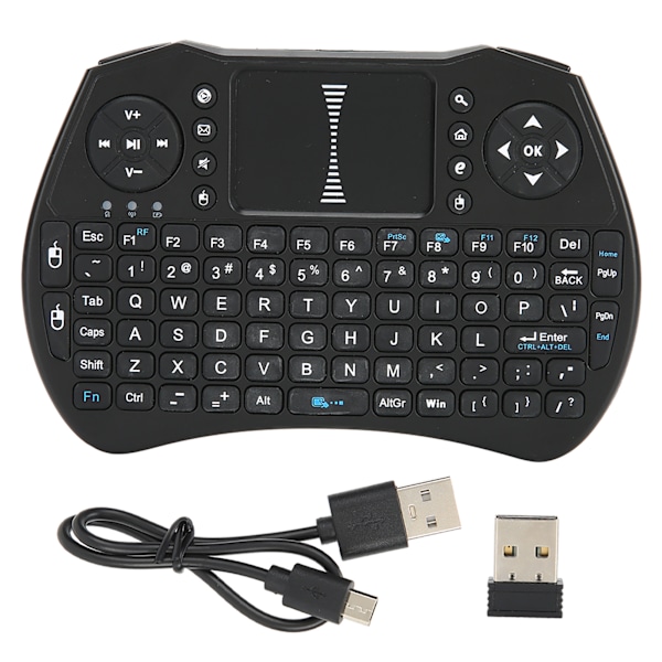 Mini trådlöst tangentbord fjärrkontroll 2,4 GHz USB-mottagare QWERTY för Android TV Box Pekplatta A8Black