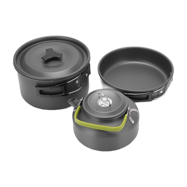 Utekokset för 2-3 personer, tekanna-set med non-stick-beläggning, lätt att rengöra, bärbar campingkokare