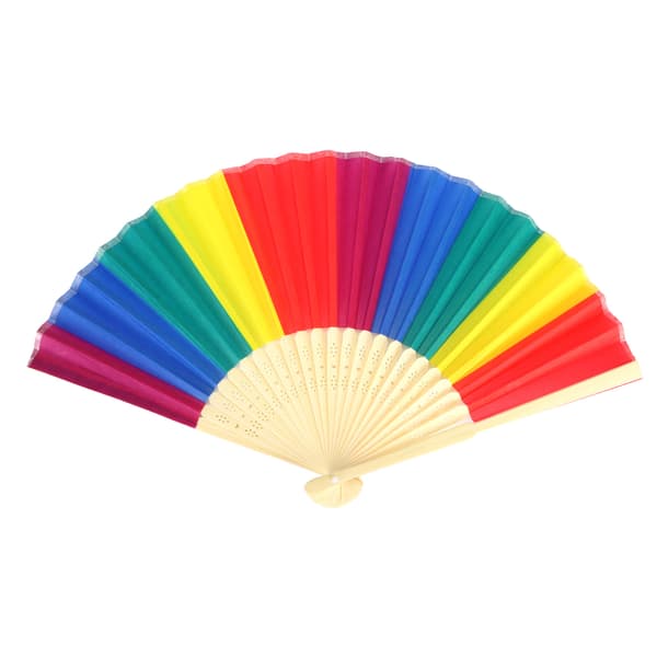 6st 21CM Retro Style Handheld Fläkt Bambu Ram Rainbow Folding Fläkt Kompatibel med dekoration