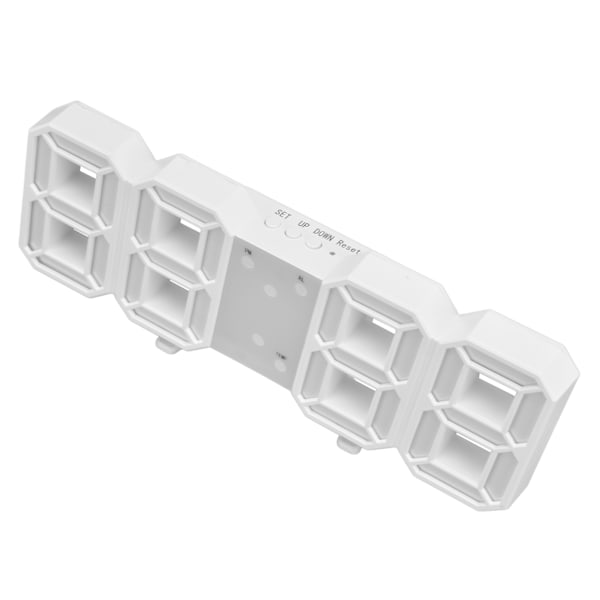 Digital Väggklocka Modern Design Temperatur Display Larm Funktion Ljudkontroll Auto Sleep LED Väggklocka Vit Skal Blå Ord