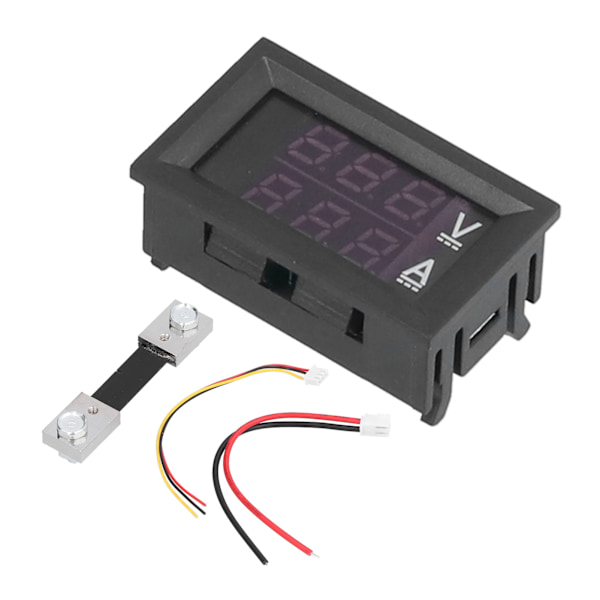 Spændingsstrømsdisplay Måler Tester DC4.5V100V Rød Blå LED Digital Voltmeter Amperemeter Indikatorpanel (100A med Shunt 75mΩ)