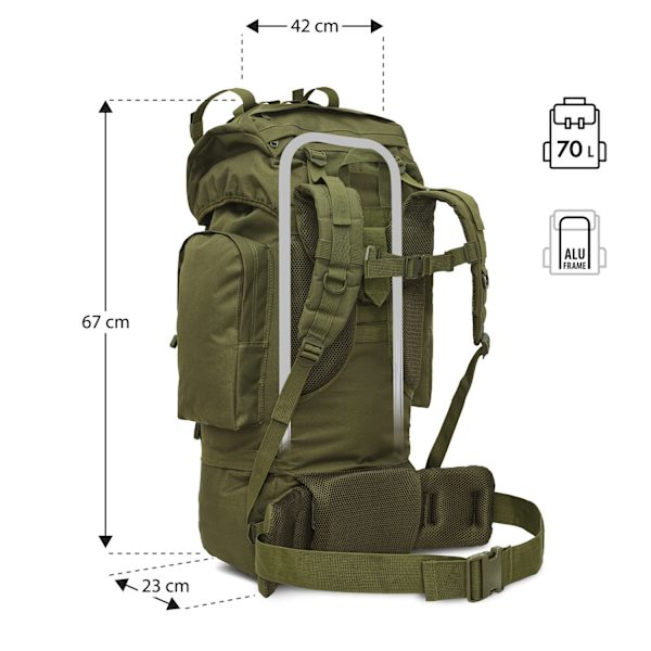 【NX】Tactical Backpack, Eagle Green, 70L Capacity 1550