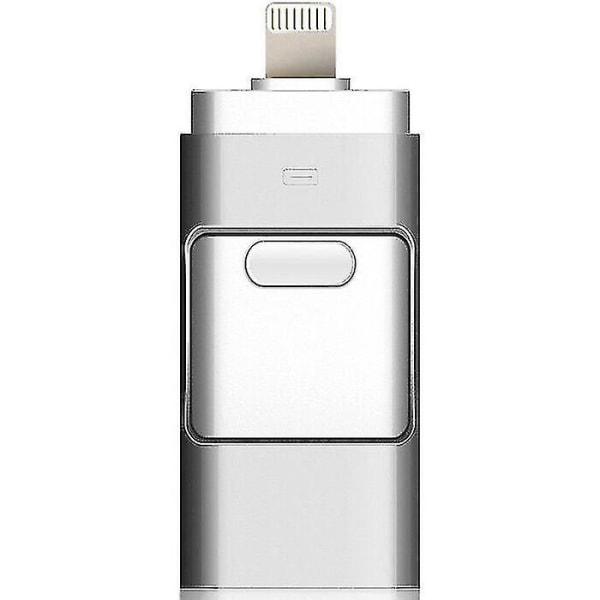 16 GB 3 i 1 USB-hukommelsesudvidelse Memory Stick Otg Pendrive Til Iphone Ipad Android Pc(Sølv) Sølv 16 GB