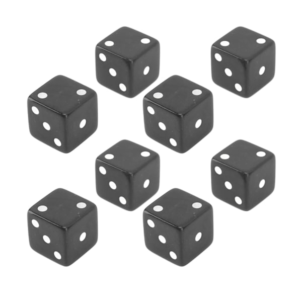 8 stk 6-sidige terninger Sett Utdannings Square Corner Terninger Standard Spill Terninger Interaktivt Brettspill Terninger for Hjem Klasserom Svart