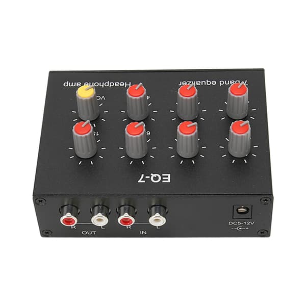 7-bånds Lydequalizer RCA Udgang Indgang 3,5 mm Interface Dobbeltkanals Digital Equalizer til Biler 100‑240V EU Stik