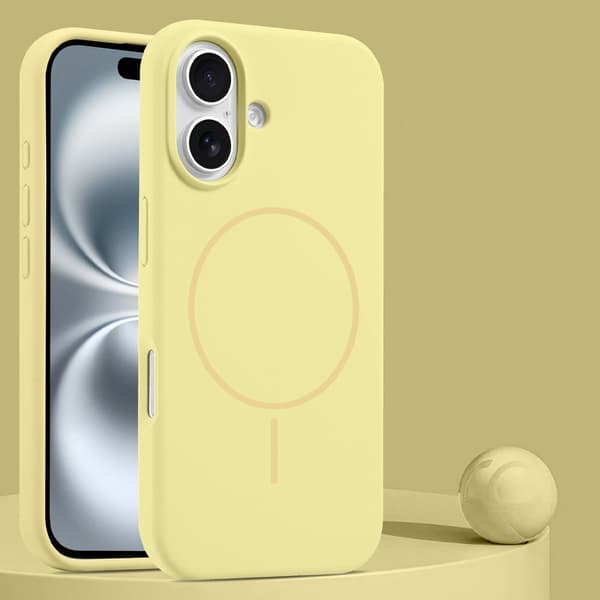 Kompatibel med iPhone 16 PLUS mobilskal, skyddande silikonskal, gul