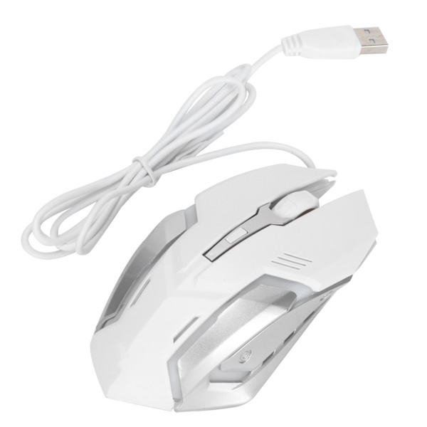 Kablet mus USB-port Gaming Office Business Lysende optisk datatilbehør Hvit