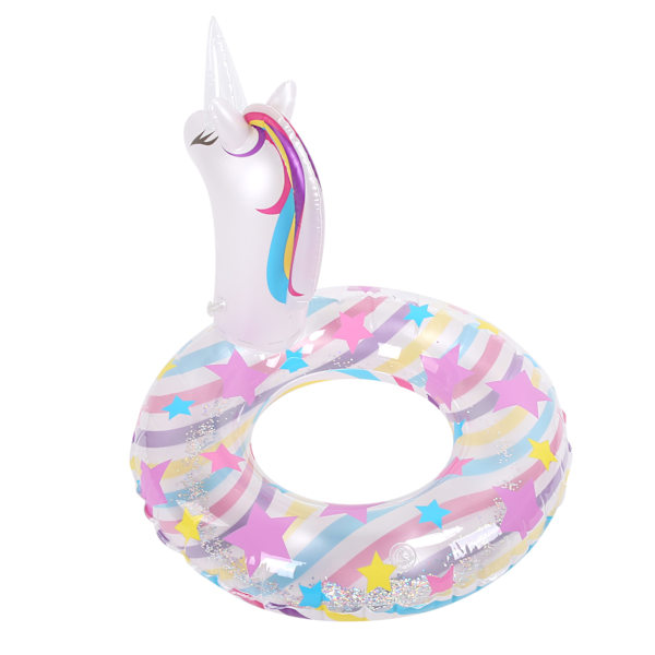 Barn Unicorn Oppblåsbar Badeløkke Glitter Pool PVC Flytetube Stjerne Mønster