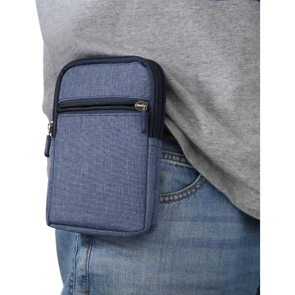 Vertikal mobiltelefon bältesklämma hölster män, mobiltelefon midjepaket, 6,9" Universal mobiltelefon case hölster med bältesklämma ficka Smartphone bälte Blue
