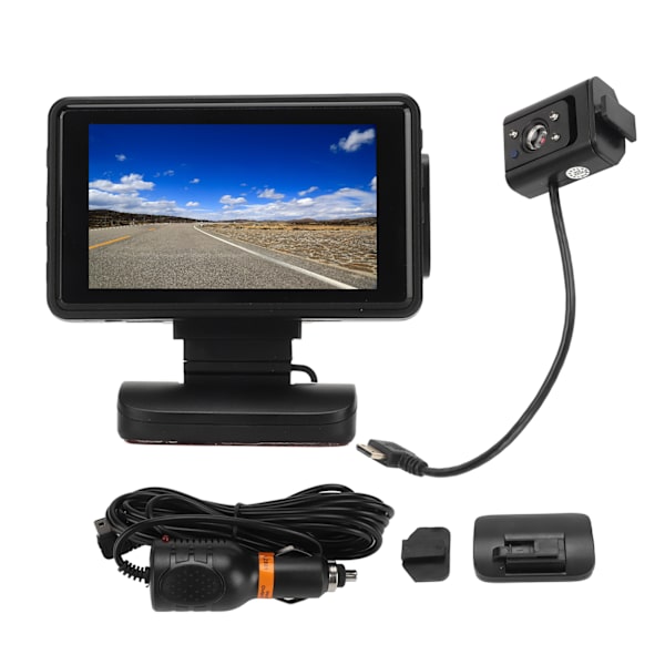 Front Bakre Dash Camera 1080P HD IR Night Vision Rörelsedetektering Loop Recording Bil Dashboard Cam med 3 tums LCD-skärm F9