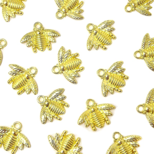 50 st Legerade Bee Bee Berlockhängen, Tillbehör för att tillverka smycken till självtillverkning, 21x16 mm (guldton)