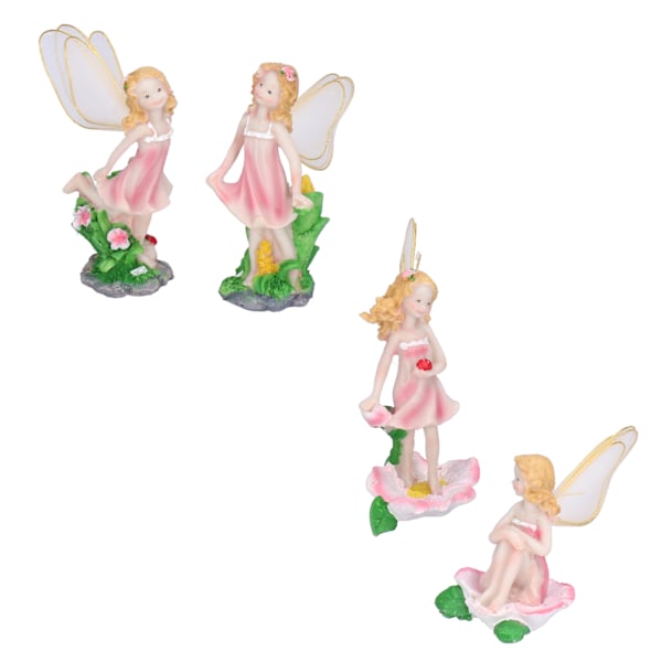 4 stk Fe-pynt Harpiks Fe-statue Miniatyrfigurer for Hage Veranda