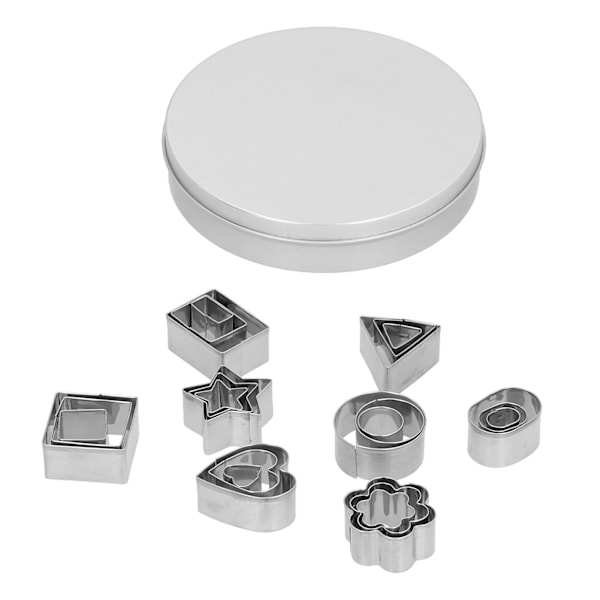 24 stk geometriske kakeformer i rustfritt stål DIY Cookie Cutters Set for Bakverk Deig Leire