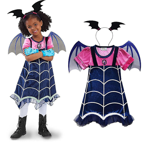 Vampirina Cosplay Costume Set for Girls 9-10 Years - Fancy Wings Dress with Hairband